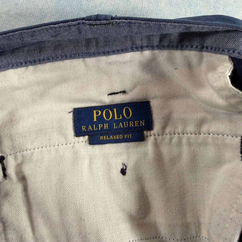 Polo Ralph Lauren Shorts Mens 38 Navy Blue Excellent Relaxed Fit Chino Cotton